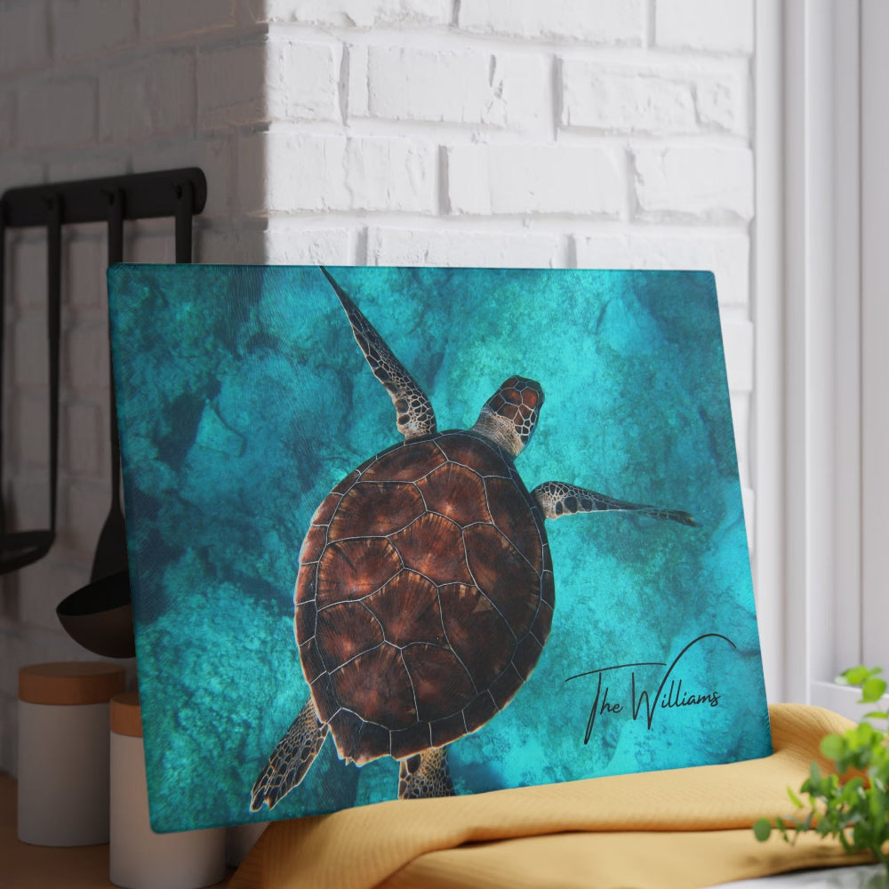 Sea Turtle Glass Cutting Board
