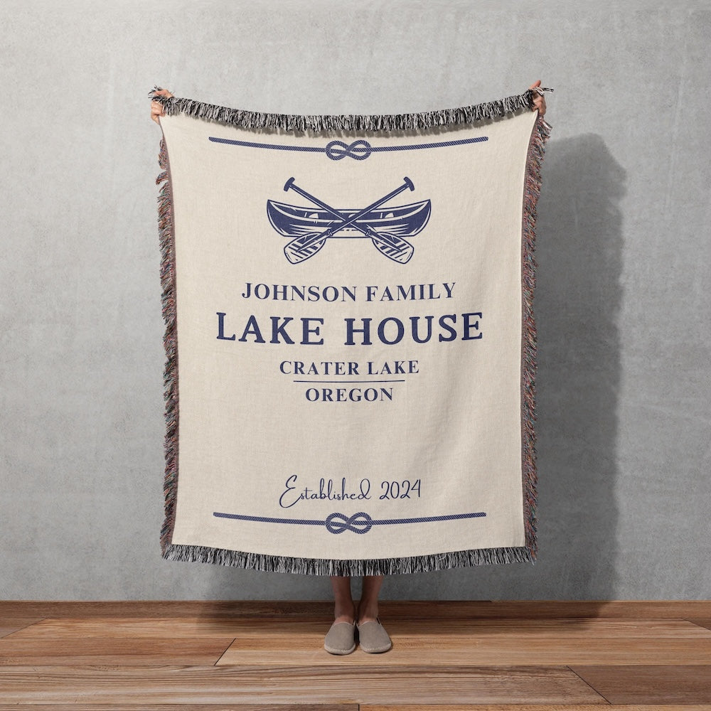 Custom Lake House Woven Blanket