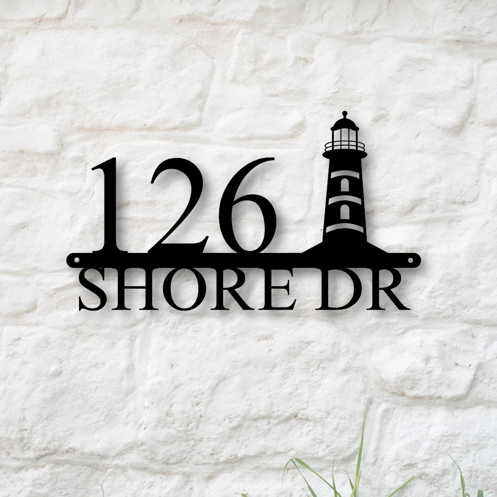 Custom Lighthouse Metal Address Sign