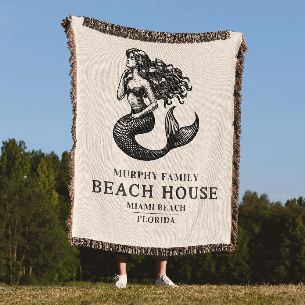 Custom Beach House Woven Blanket