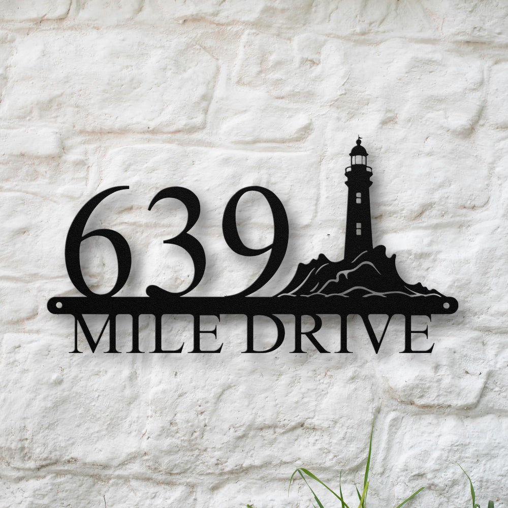 Custom Lighthouse Metal Address Sign