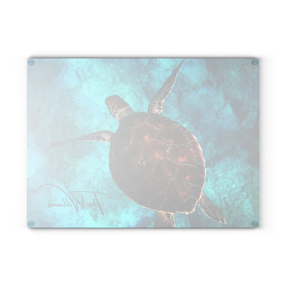 Personalized Sea Turtle Glass Cutting Board – Custom Coastal Kitchen Decor & Gift Idea