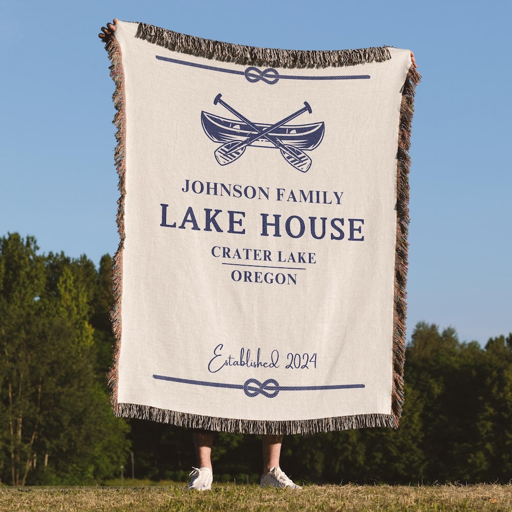 Custom Lake House Woven Blanket
