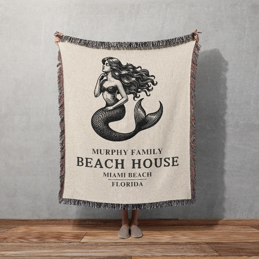 Custom Beach House Woven Blanket