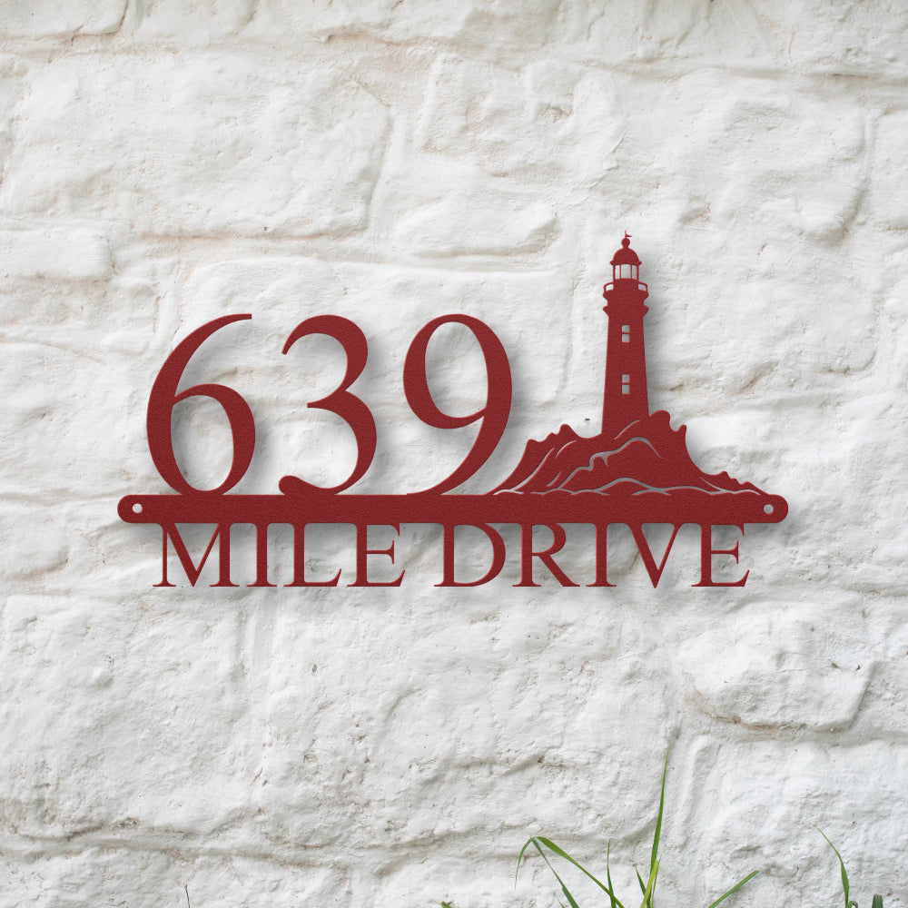Custom Lighthouse Metal Address Sign