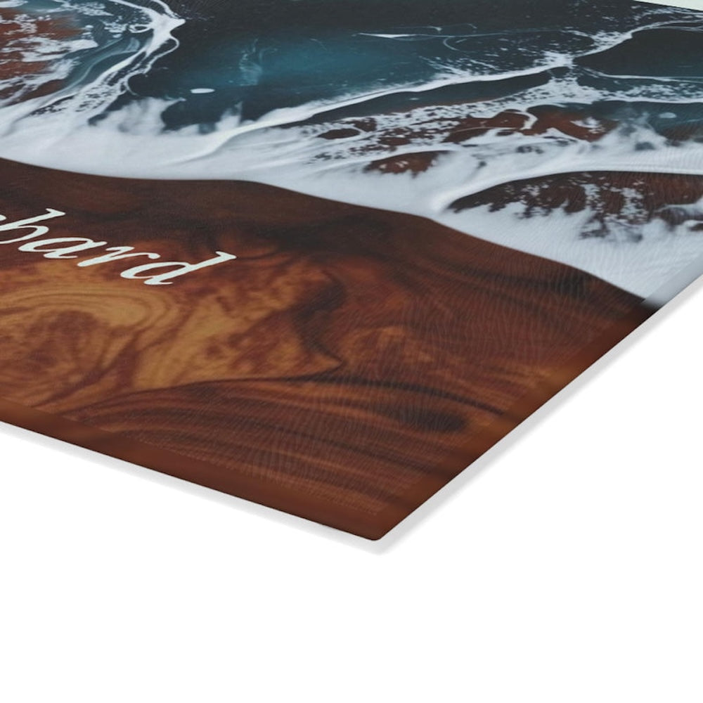 Custom Ocean Wave Glass Cutting Board
