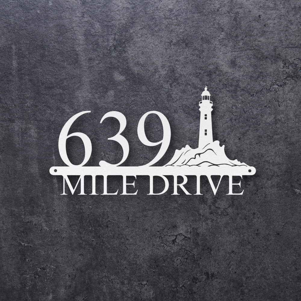 Custom Lighthouse Metal Address Sign