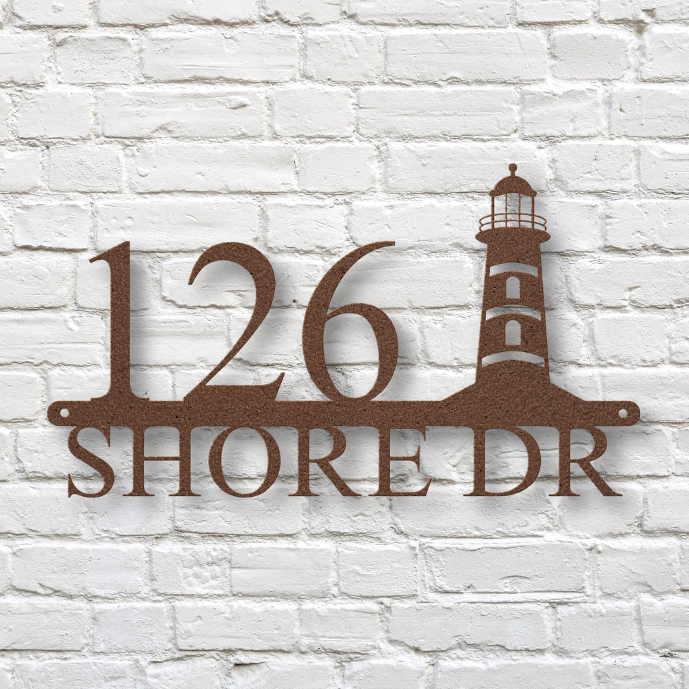 Custom Lighthouse Metal Address Sign