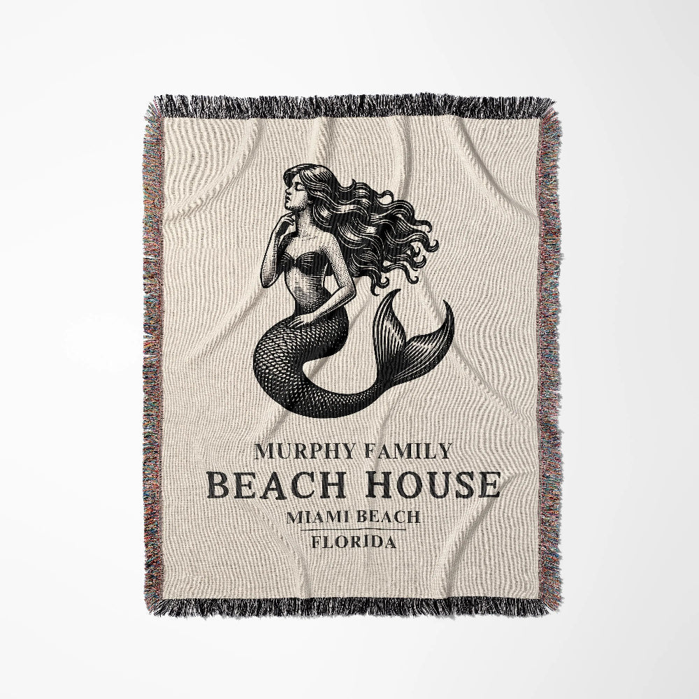 Custom Beach House Woven Blanket