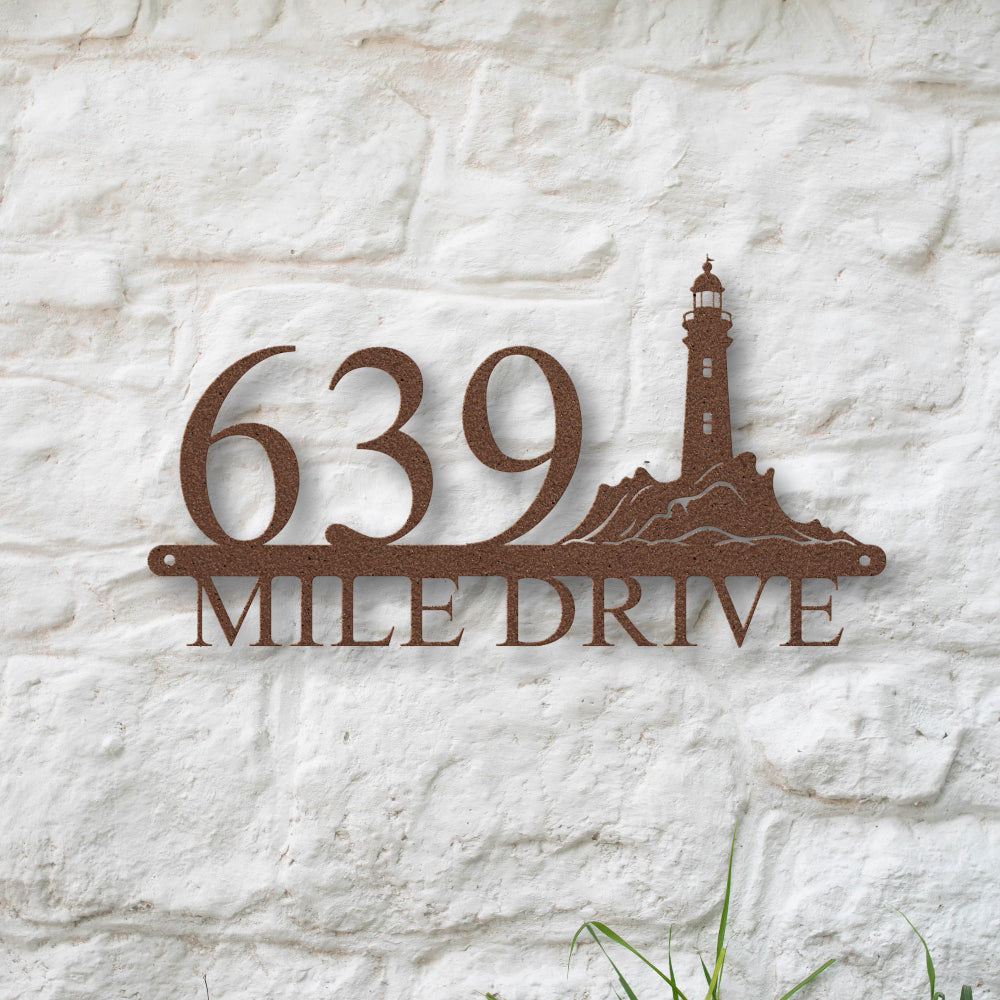 Custom Lighthouse Metal Address Sign