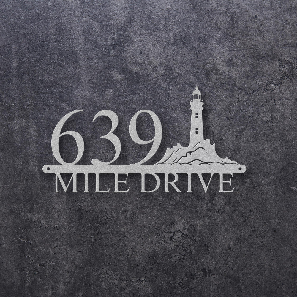 Custom Lighthouse Metal Address Sign