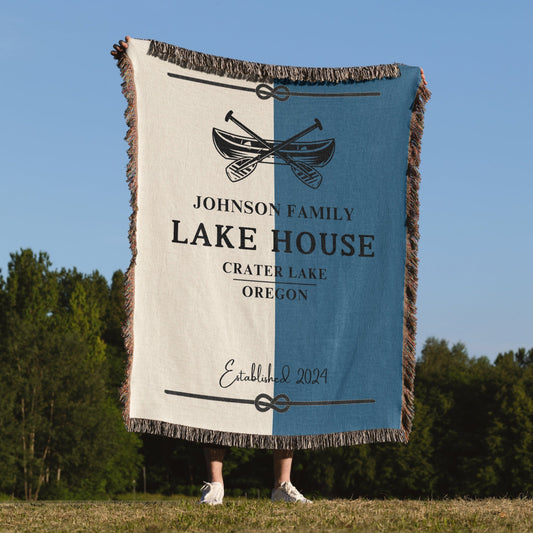 Custom Lake House Woven Blanket