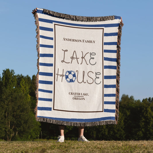Custom Lake House Woven Blanket