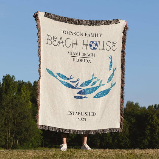 Custom Beach House Woven Blanket